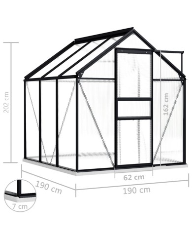 Serre avec cadre de base Anthracite Aluminium 3,61 m²