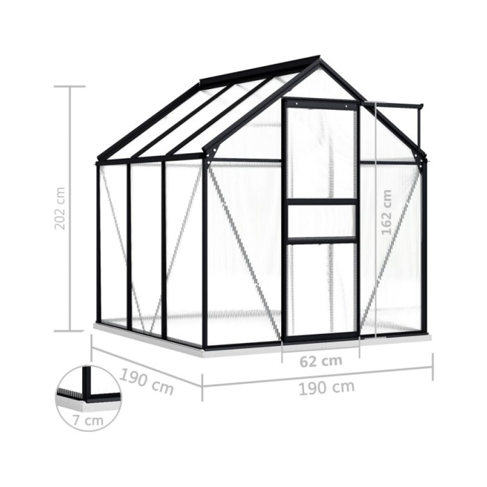 Serre avec cadre de base Anthracite Aluminium 3,61 m²