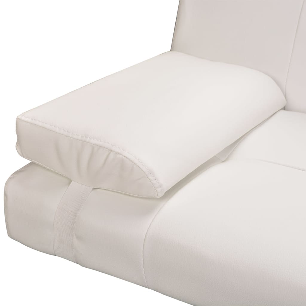  Canapé-lit réglable avec deux oreillers Similicuir Blanc crème