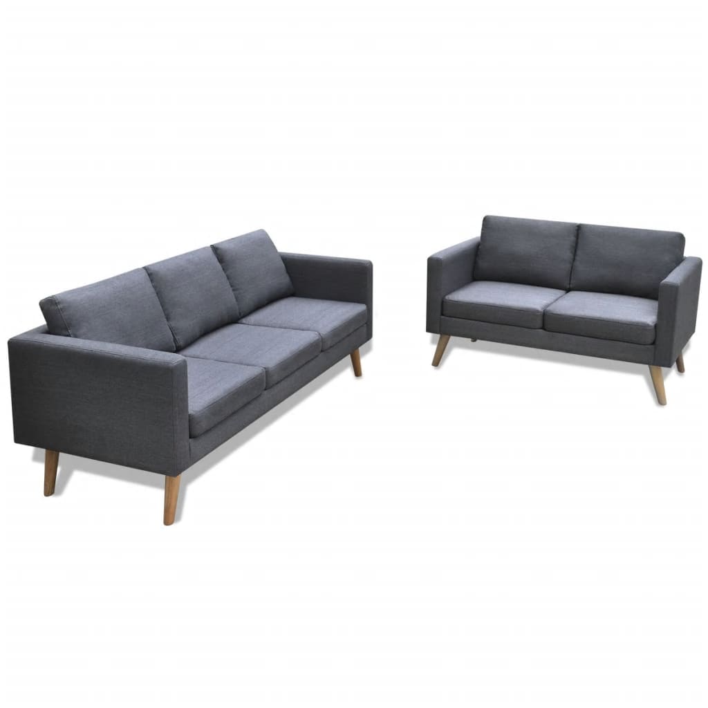  Jeu de canapé à 2 places et à 3 places Tissu Gris foncé