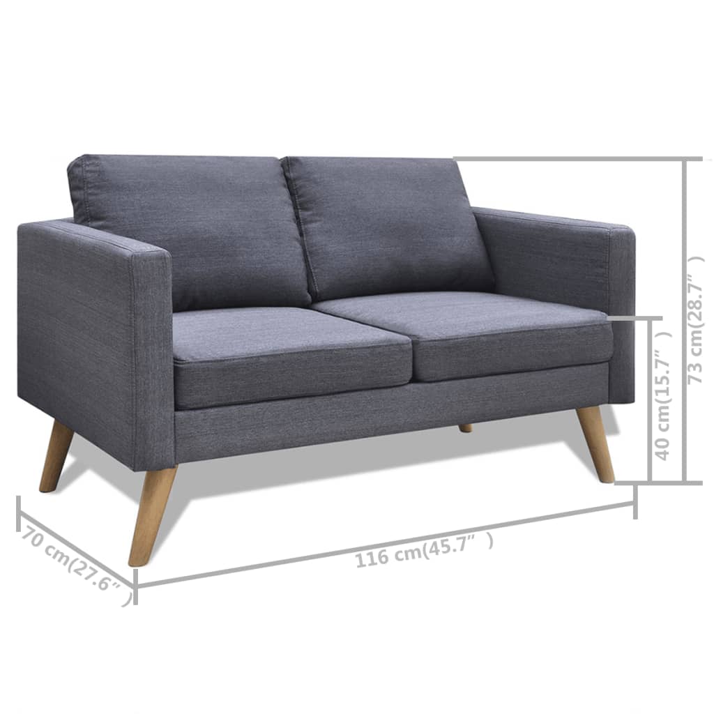  Jeu de canapé à 2 places et à 3 places Tissu Gris foncé