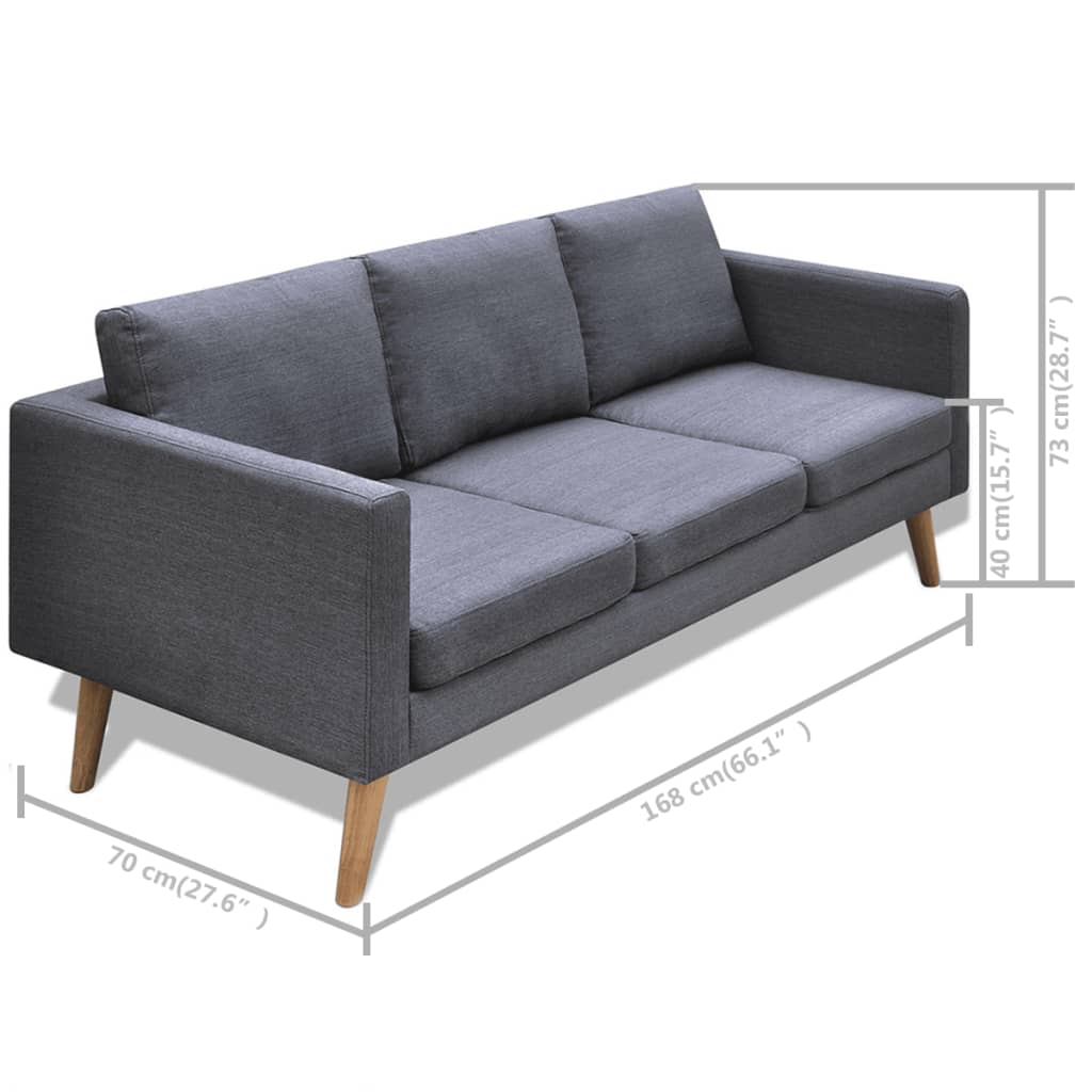  Jeu de canapé à 2 places et à 3 places Tissu Gris foncé
