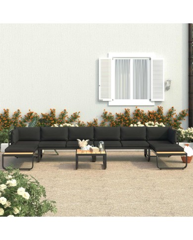 Canapé d'angle de jardin à 5 places avec coussins Aluminium WPC