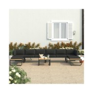 Canapé d'angle de jardin à 5 places avec coussins Aluminium WPC