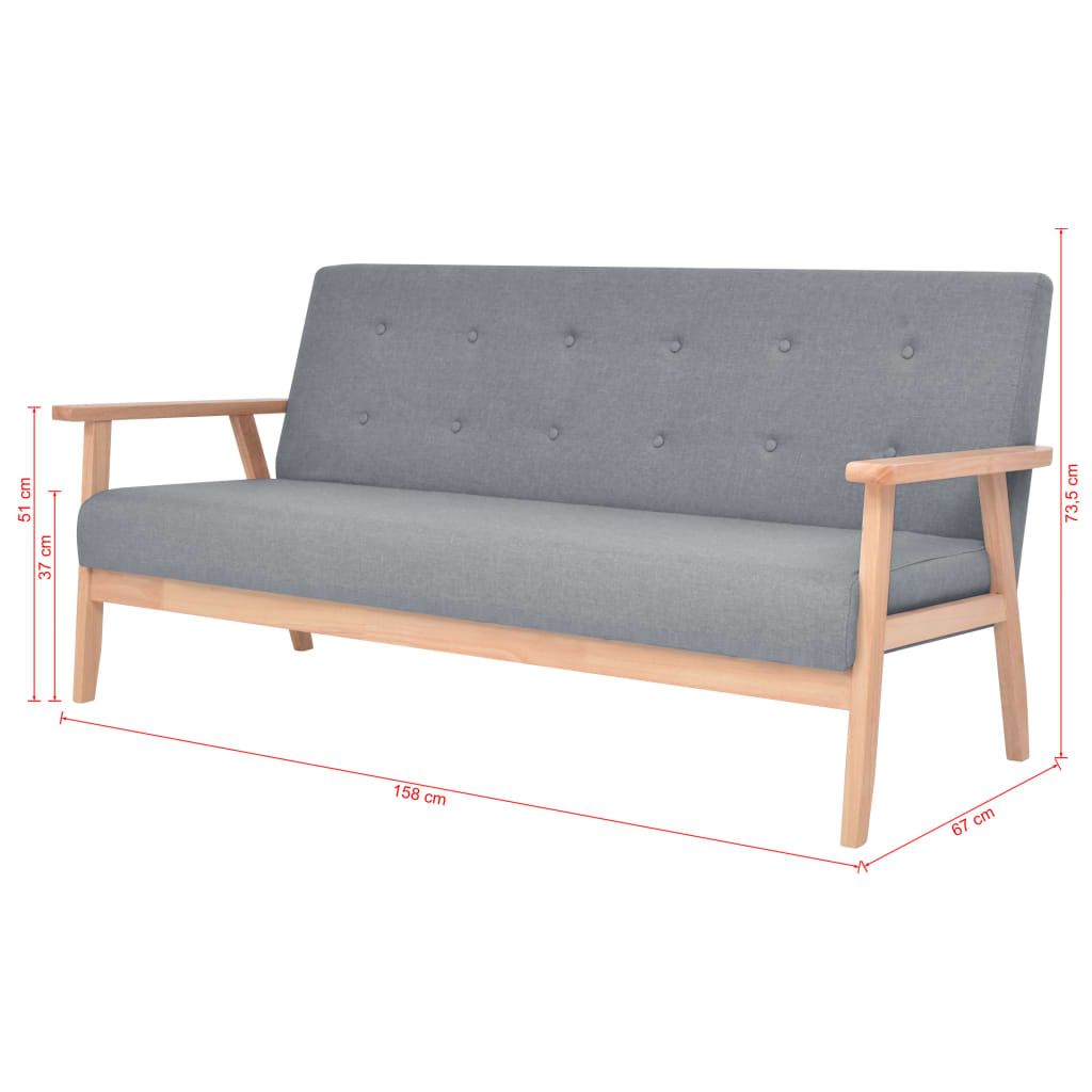  Ensemble de canapés 2 pcs Tissu Gris clair
