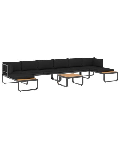 Canapé d'angle de jardin à 5 places avec coussins Aluminium WPC