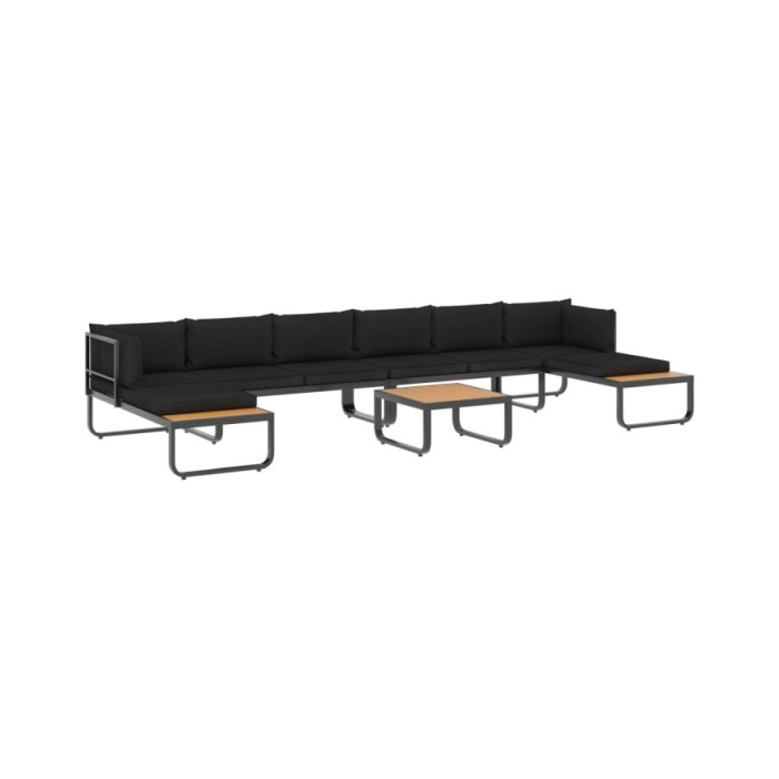 Canapé d'angle de jardin à 5 places avec coussins Aluminium WPC