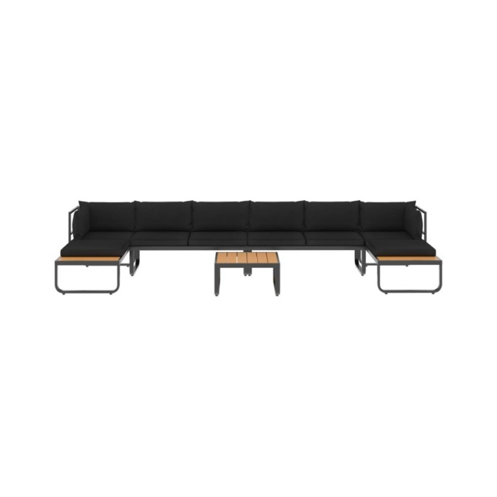 Canapé d'angle de jardin à 5 places avec coussins Aluminium WPC