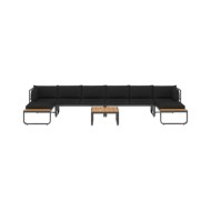 Canapé d'angle de jardin à 5 places avec coussins Aluminium WPC