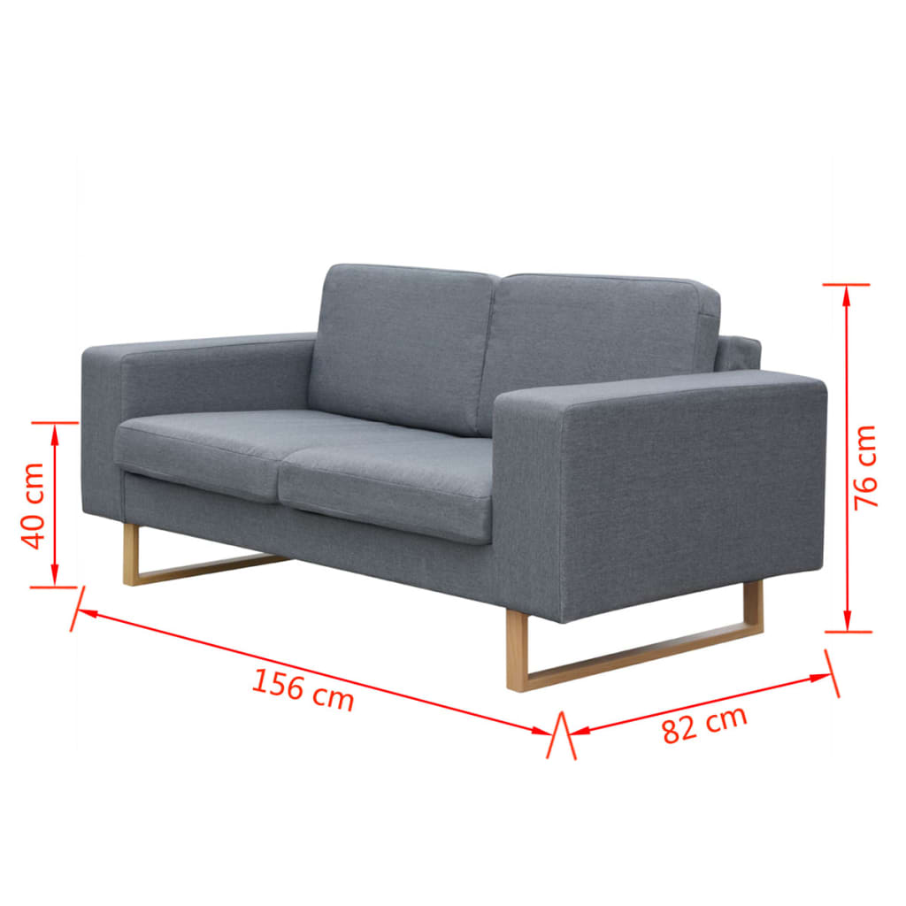  Canapé à 2 places Tissu Gris clair
