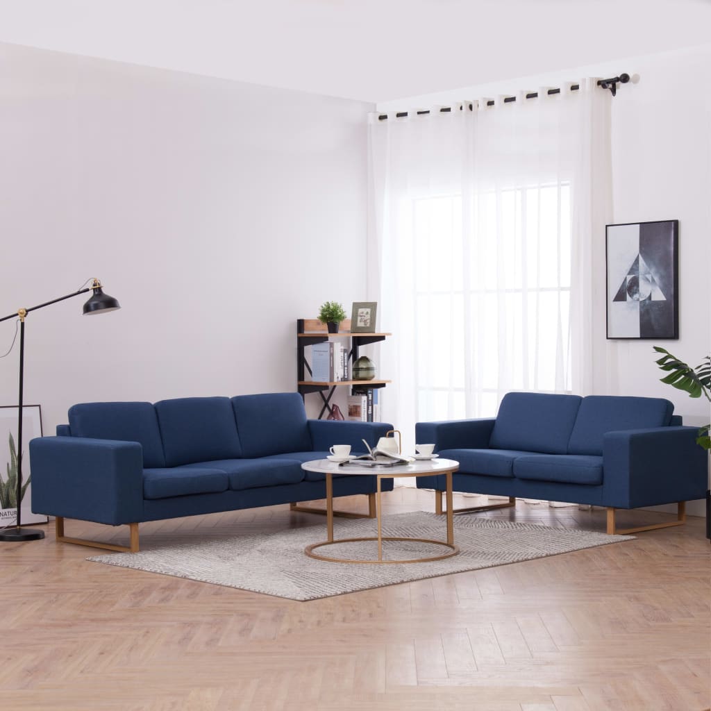  Ensemble de canapé 2 pcs Tissu Bleu