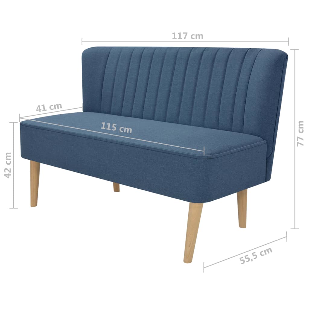  Canapé 117 x 55,5 x 77 cm Tissu Bleu
