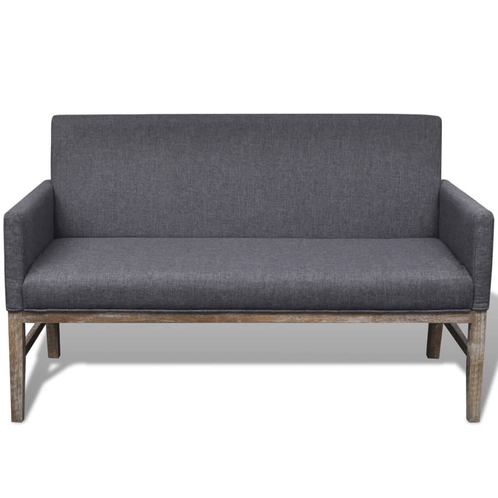  Banc avec coussin rembourré tissu hévéa gris foncé