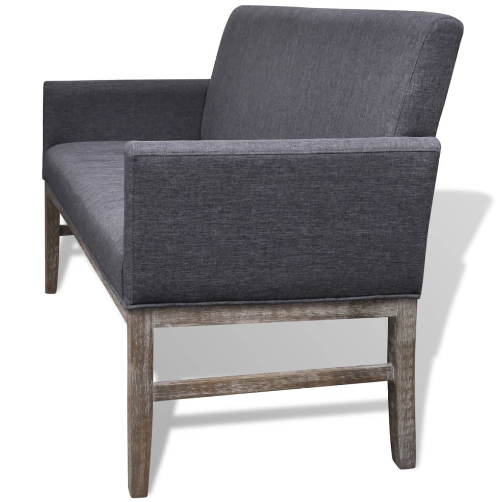  Banc avec coussin rembourré tissu hévéa gris foncé