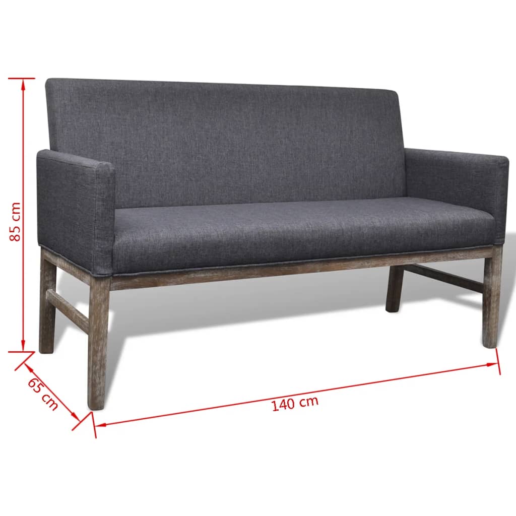 Banc avec coussin rembourré tissu hévéa gris foncé
