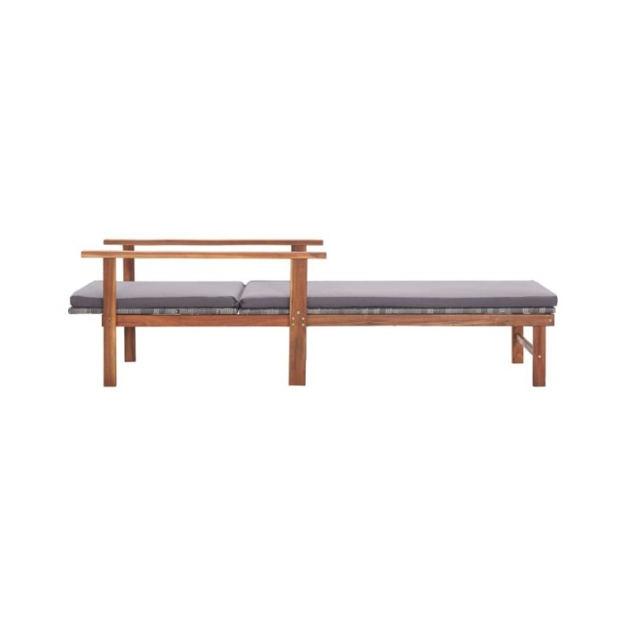 Chaise longue et coussin Résine tressée et bois d'acacia Gris