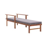 Chaise longue et coussin Résine tressée et bois d'acacia Gris