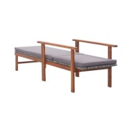 Chaise longue et coussin Résine tressée et bois d'acacia Gris