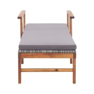 Chaise longue et coussin Résine tressée et bois d'acacia Gris