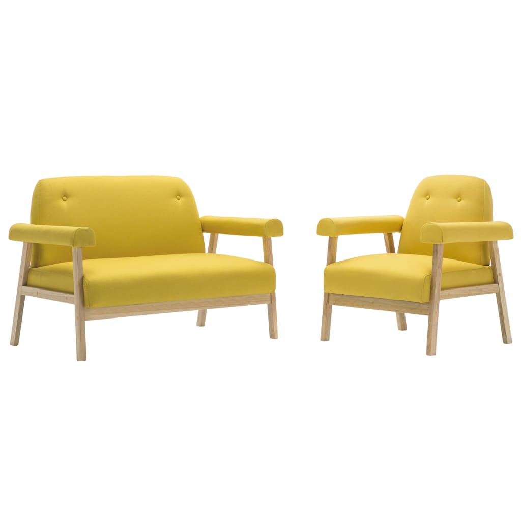  Jeu de canapé pour 3 personnes 2 pcs Tissu Jaune