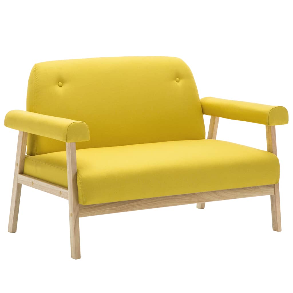  Jeu de canapé pour 3 personnes 2 pcs Tissu Jaune