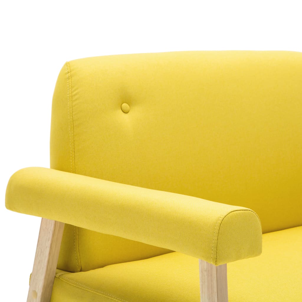  Jeu de canapé pour 3 personnes 2 pcs Tissu Jaune