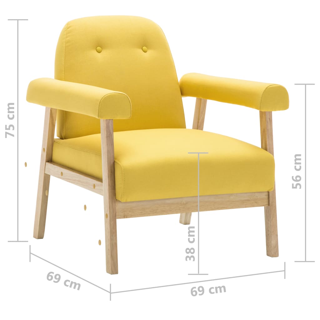  Jeu de canapé pour 3 personnes 2 pcs Tissu Jaune