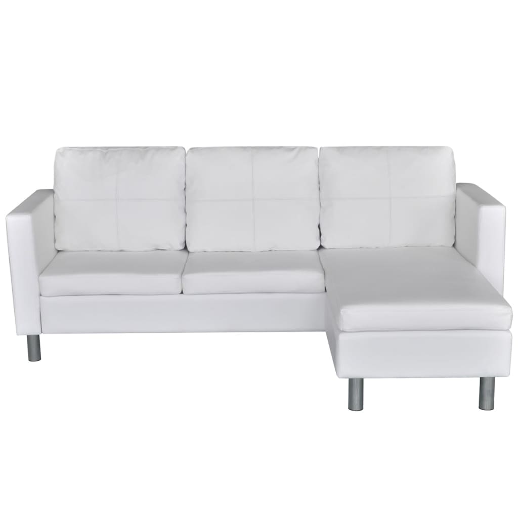  Canapé sectionnel à 3 places cuir synthétique blanc