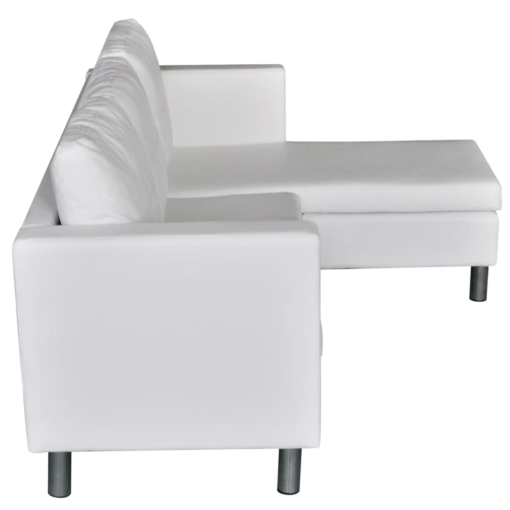  Canapé sectionnel à 3 places cuir synthétique blanc