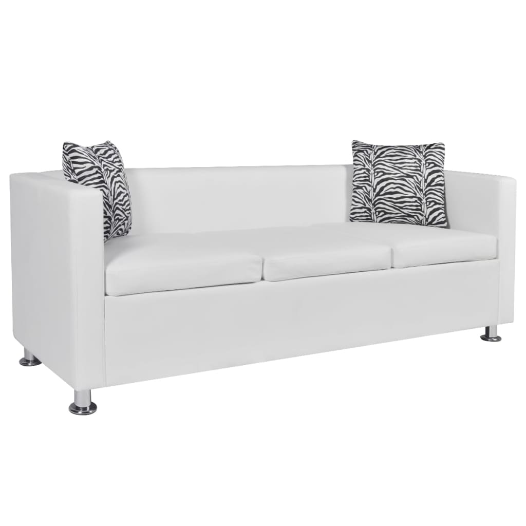  Canapé à 3 places Cuir synthétique Blanc