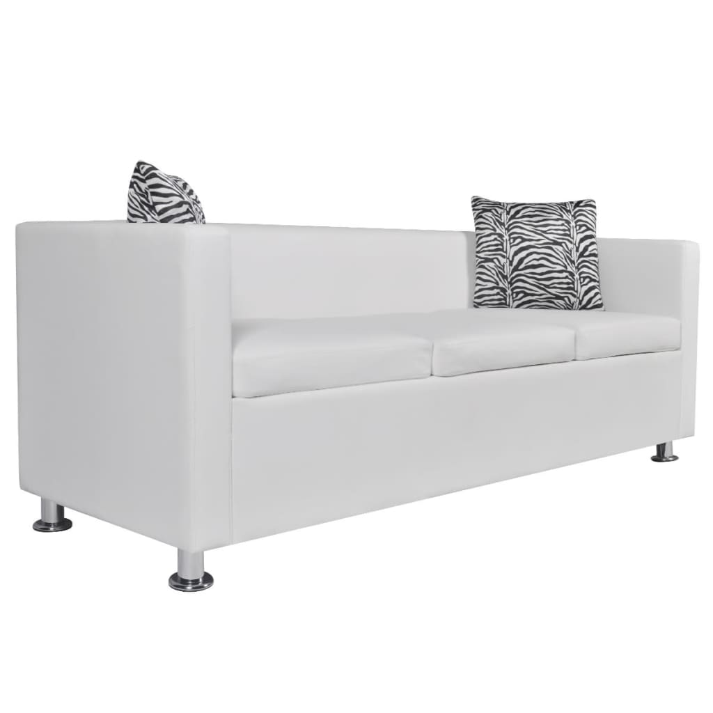  Canapé à 3 places Cuir synthétique Blanc