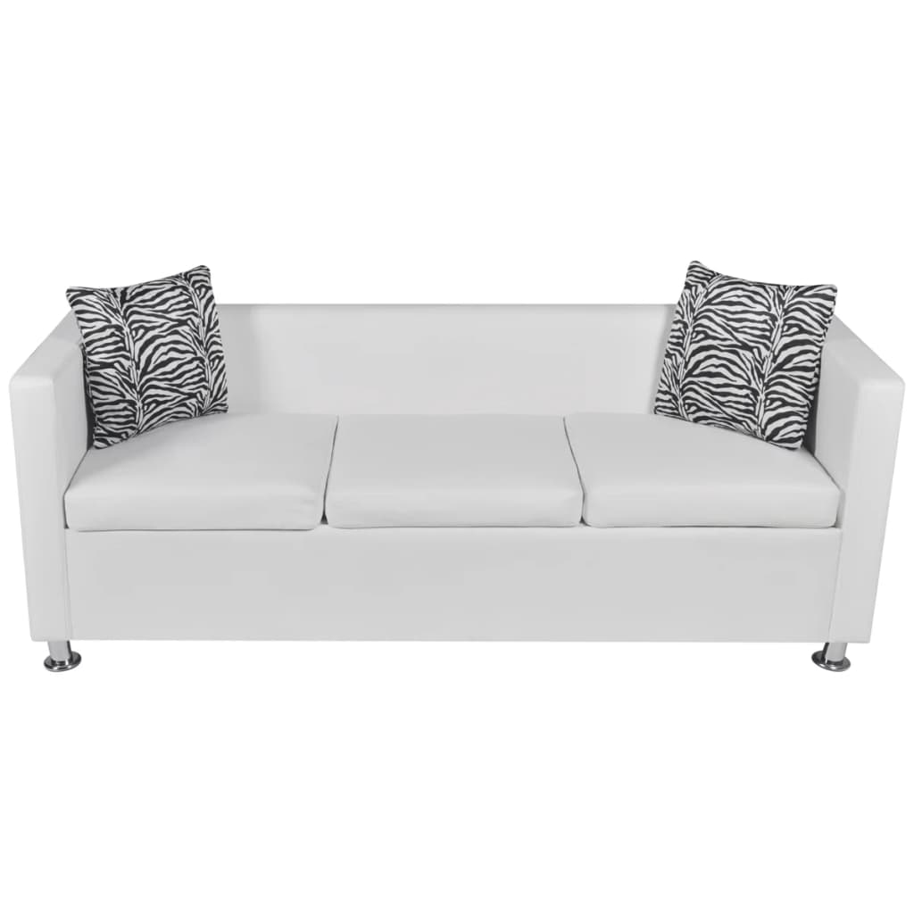  Canapé à 3 places Cuir synthétique Blanc