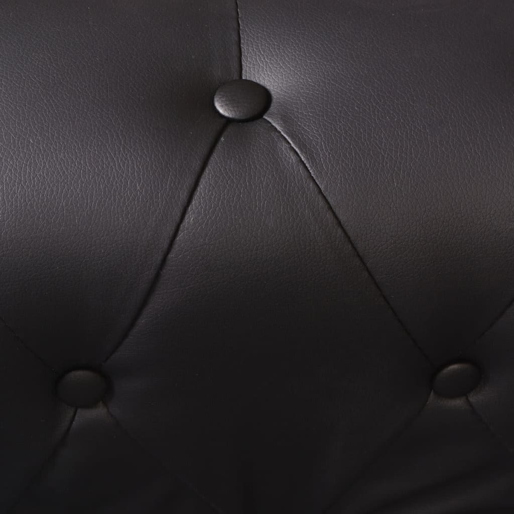  Canapé d'angle Chesterfield 6 Places Cuir artificiel Noir