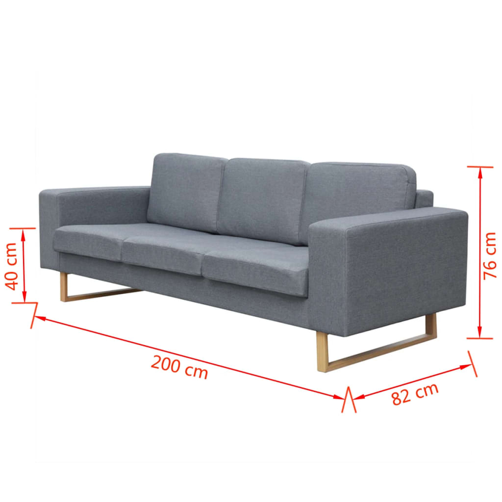  Canapé avec 3 places Tissu Gris clair