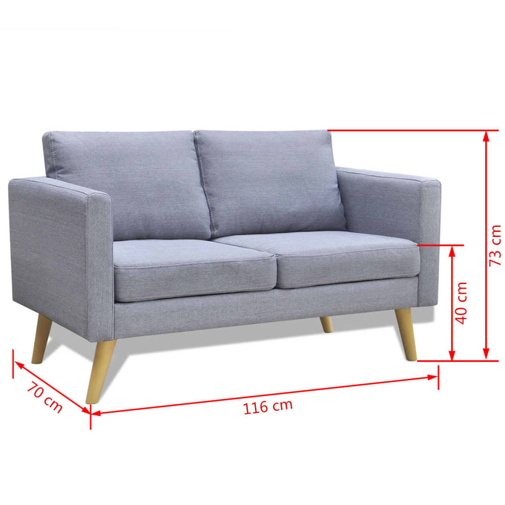  Canapé à 2 places Tissu Gris clair