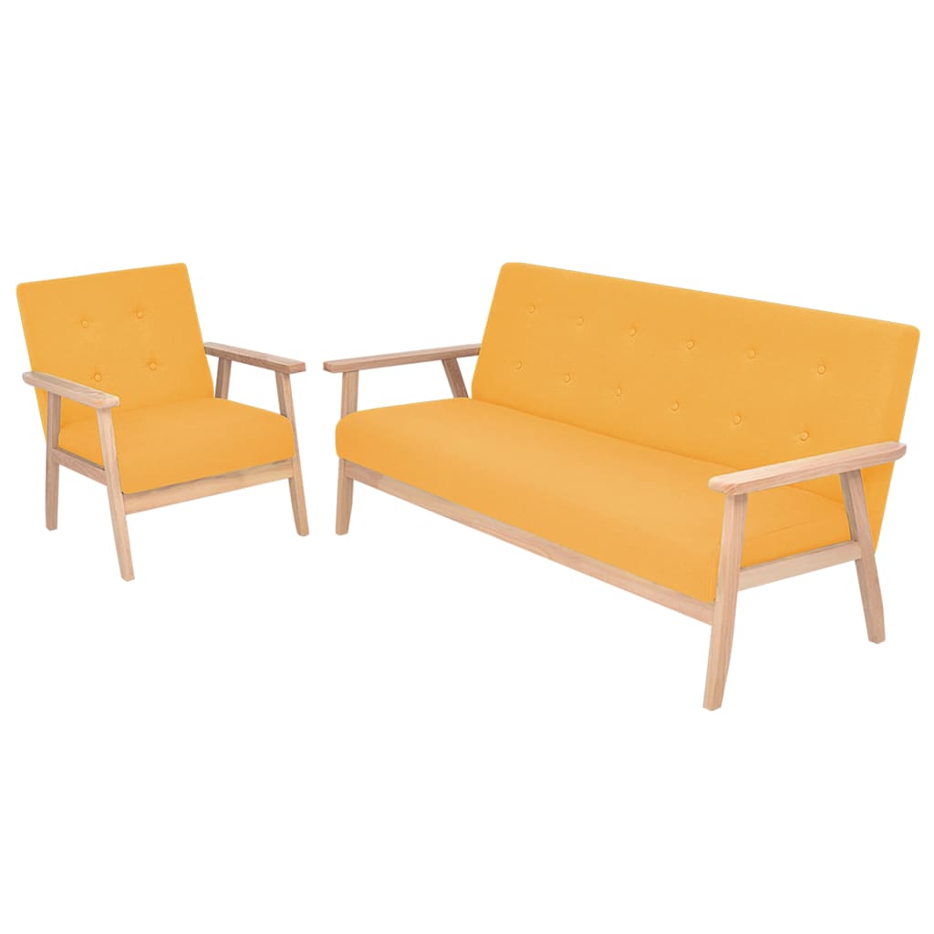  Ensemble de canapé 2 pcs Tissu jaune