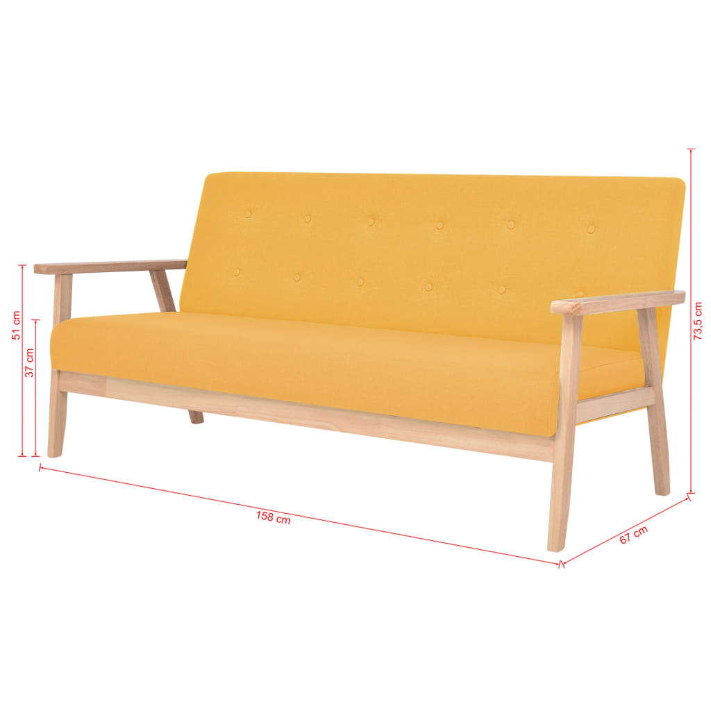  Ensemble de canapé 2 pcs Tissu jaune