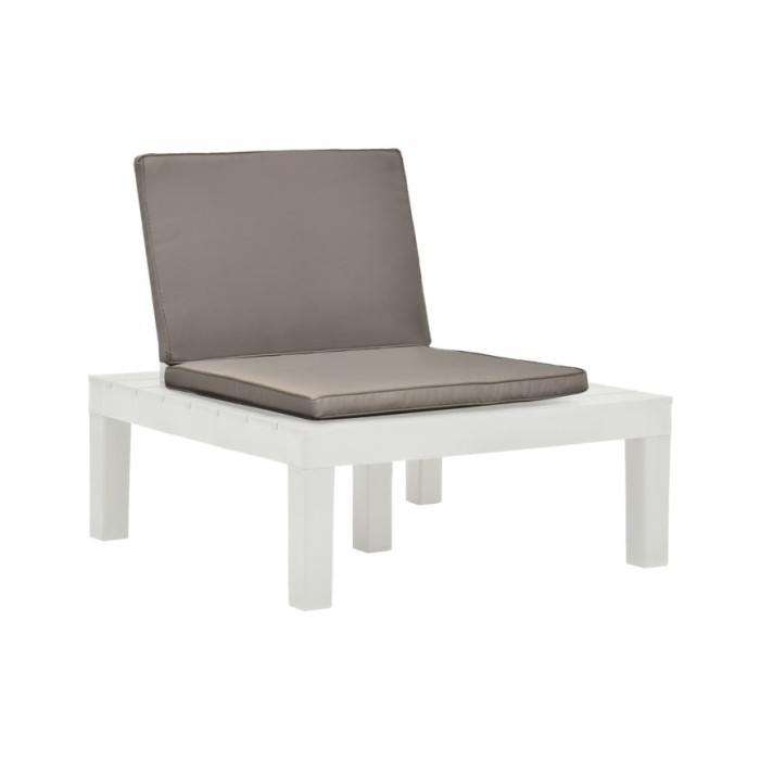 Chaise de salon de jardin avec coussin Plastique Blanc
