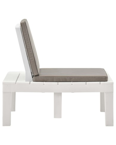 Chaise de salon de jardin avec coussin Plastique Blanc