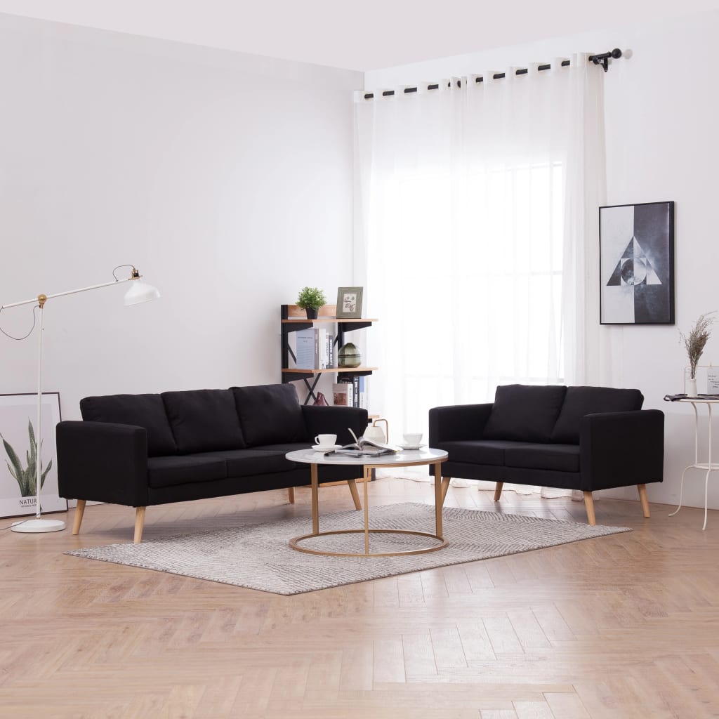  Ensemble de canapé 2 pcs Tissu Noir