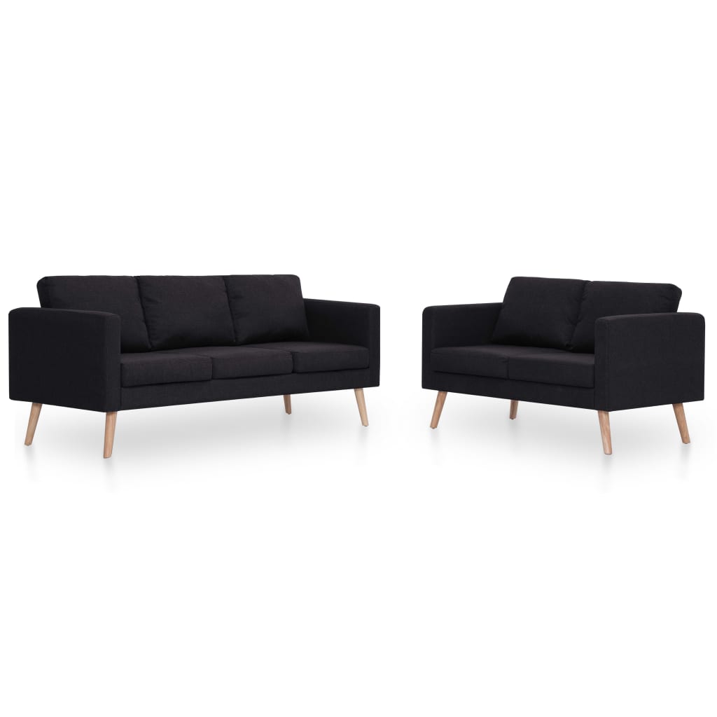  Ensemble de canapé 2 pcs Tissu Noir