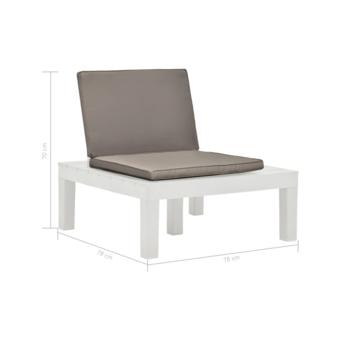 Chaise de salon de jardin avec coussin Plastique Blanc