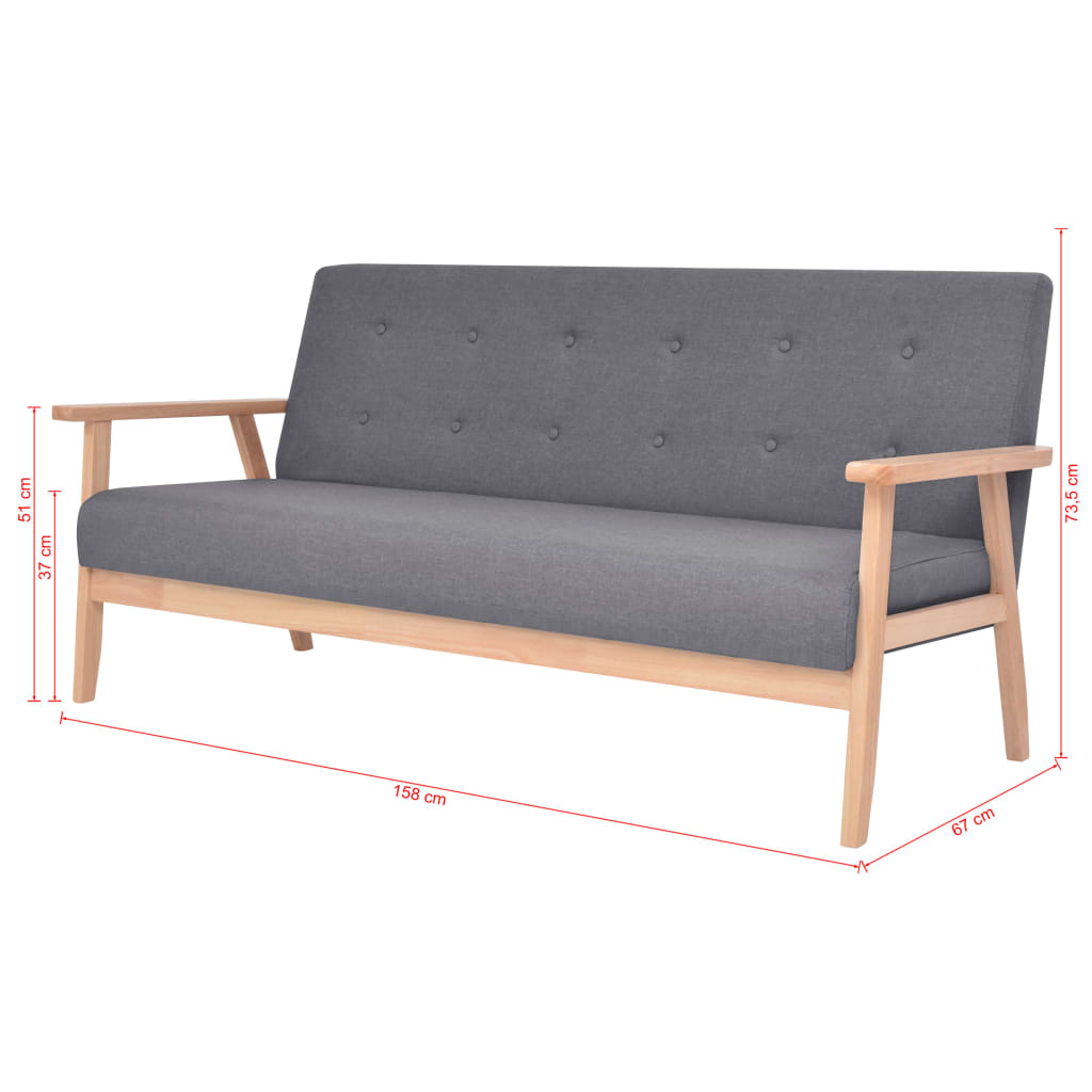  Canapé à 3 places Tissu Gris foncé