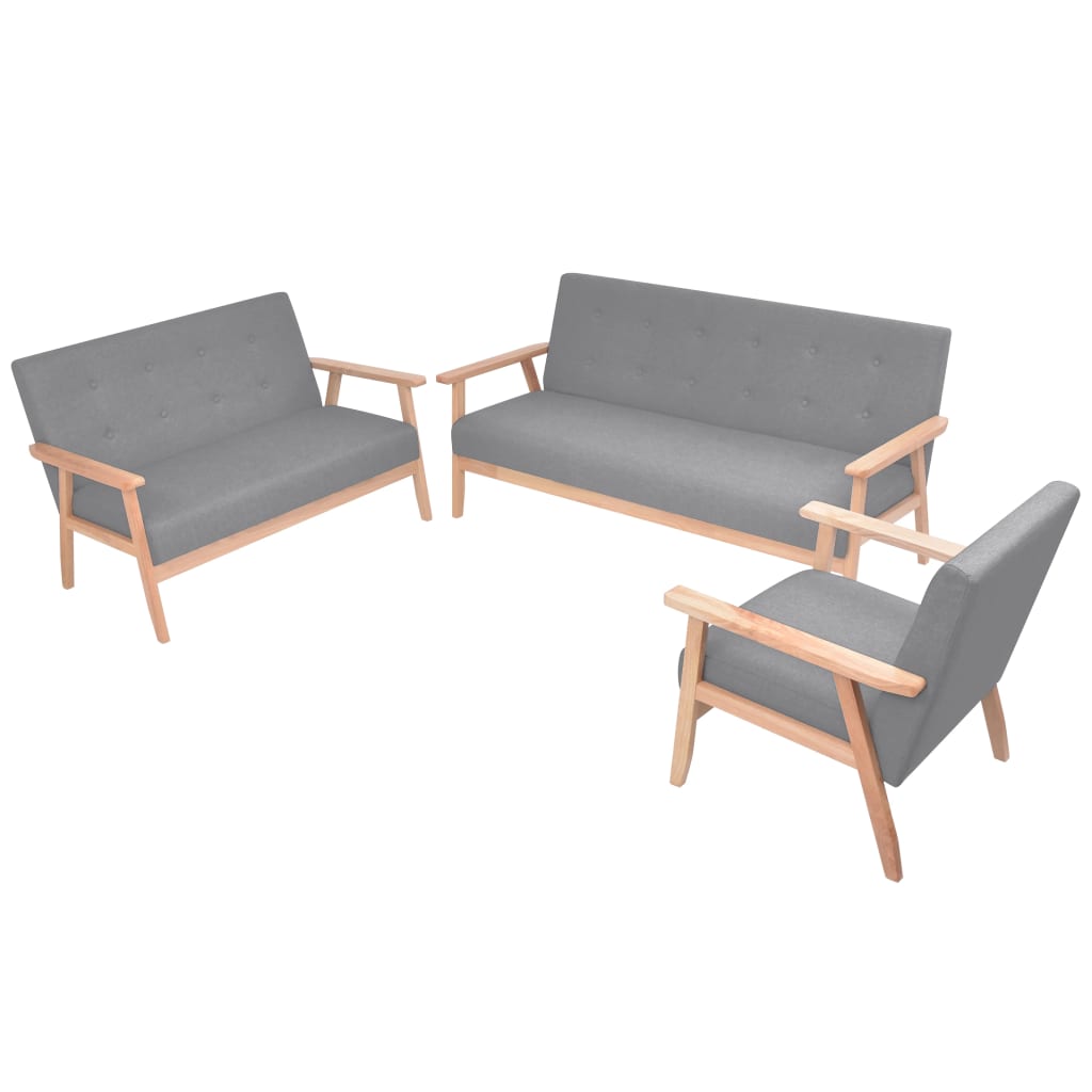  Ensemble de canapés 3 pcs Tissu Gris clair