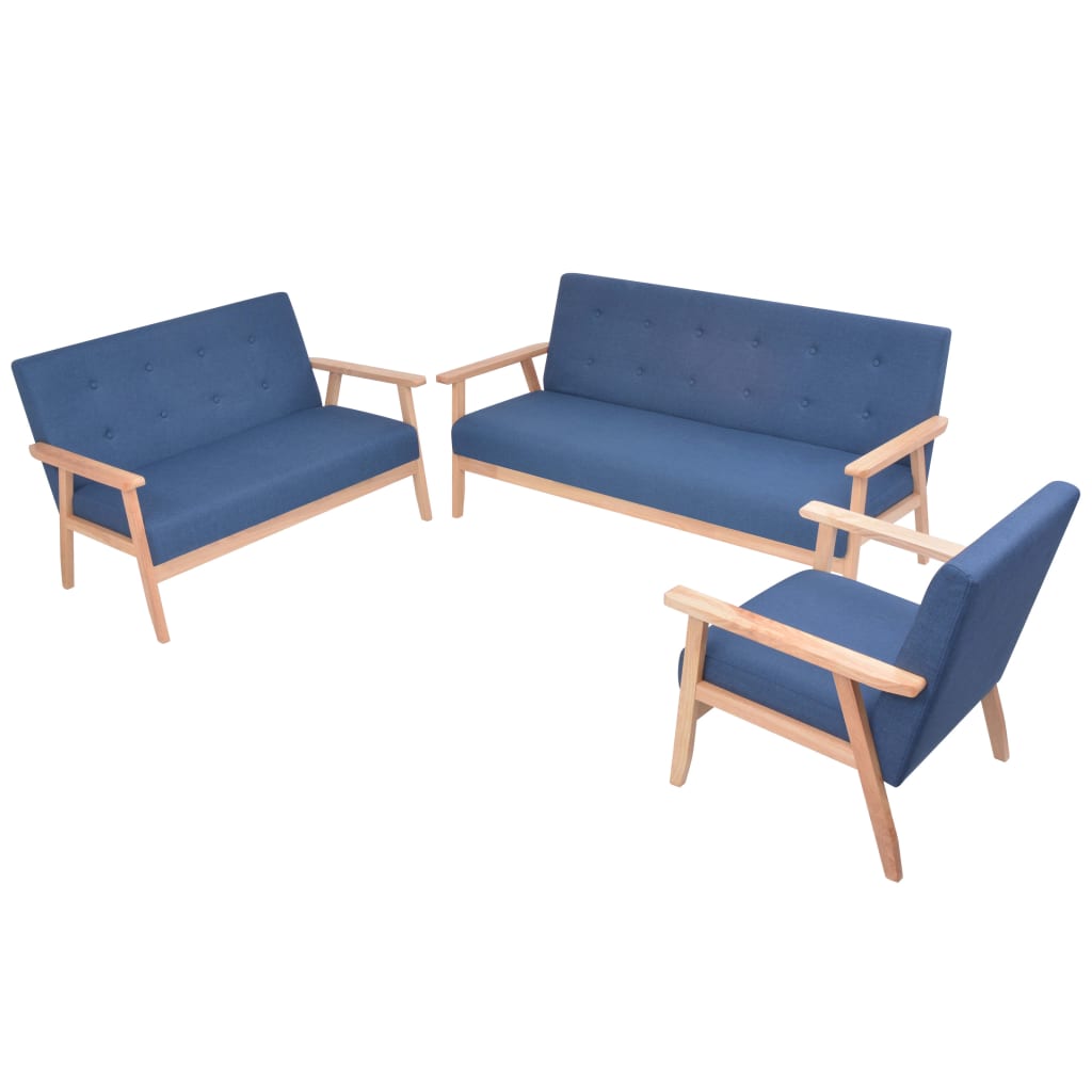  Ensemble de canapé 3 pcs Tissu bleu