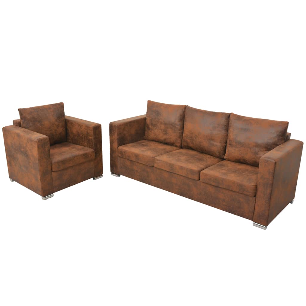 Ensemble de canapés 2 pcs Cuir daim synthétique