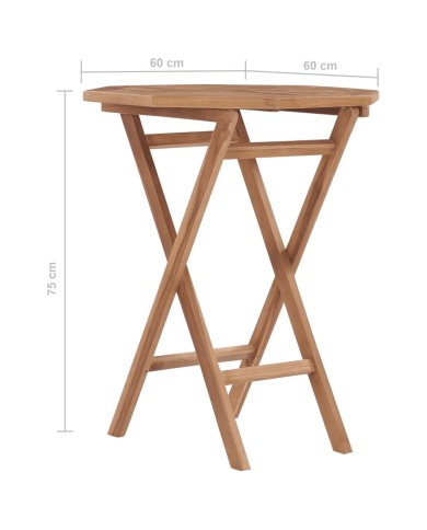 Table pliable de jardin 60x60x75 cm Bois de teck solide
