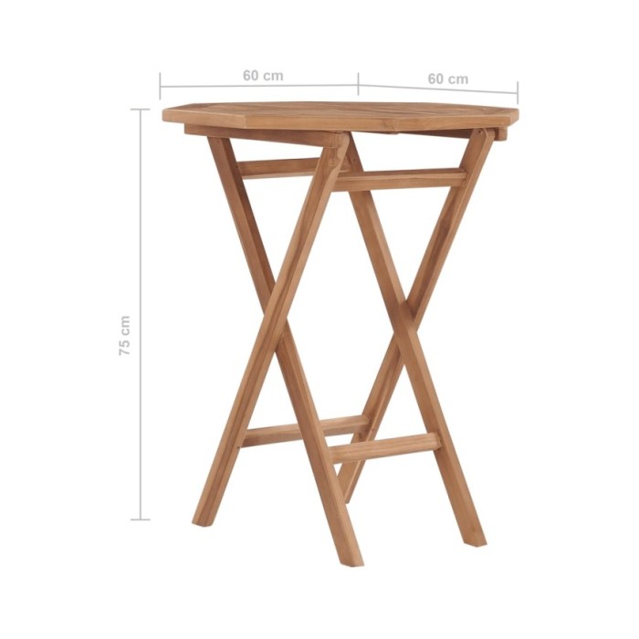 Table pliable de jardin 60x60x75 cm Bois de teck solide