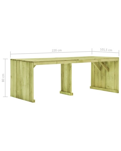 Table de jardin 220x101,5x80 cm Bois de pin imprégné