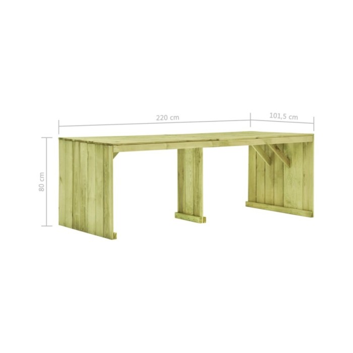 Table de jardin 220x101,5x80 cm Bois de pin imprégné